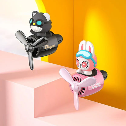 New Car Air Freshener Cute Cartoon Pilot Car Interior Perfume Diffuser Outlet Rotating Propeller Outlet Fragrance Car Perfume