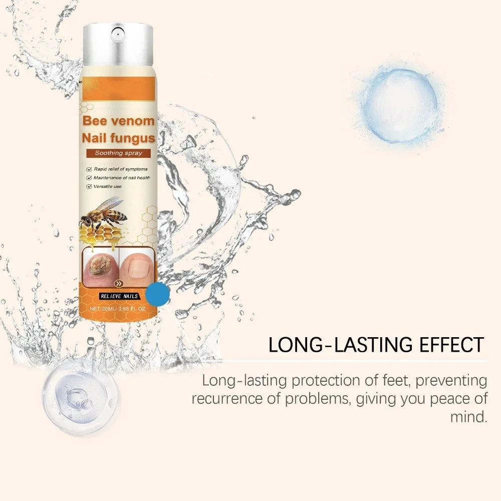 Bee Venom Nail Soothing Spray Nail Growth Spray Bee Venom Nail Treatment Cleaning Spray for Hand Foot Nails Hongos Uñas Pies