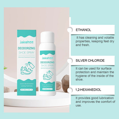 JAKEHOE 100ml Deodorizing Shoe Socks Spray Quickly Dry & Refresh Long-lasting Suppress Odors Portable Design Used at Home Office