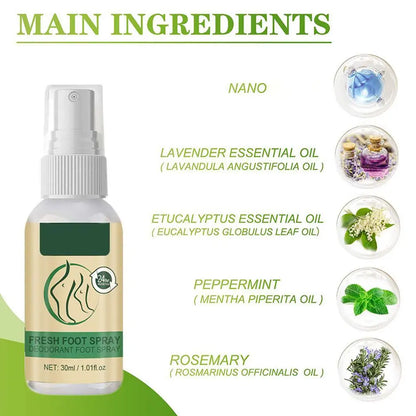 Fresh Foot Deodorant Spray Foot Spray Shoe Odor Remover For Sweaty Feet Natural Shoe Deodorizer And Foot Spray