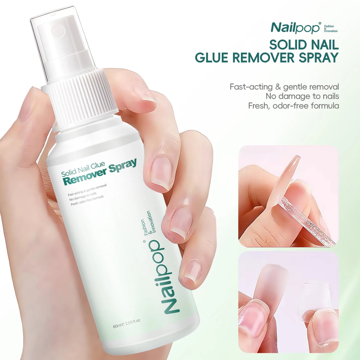 Nailpop 60ml Nail Remover Spray For Press On Nails False Nail Tips  Type UV Soak Off Solid Adhesive Fake Nail Removing Nail Art