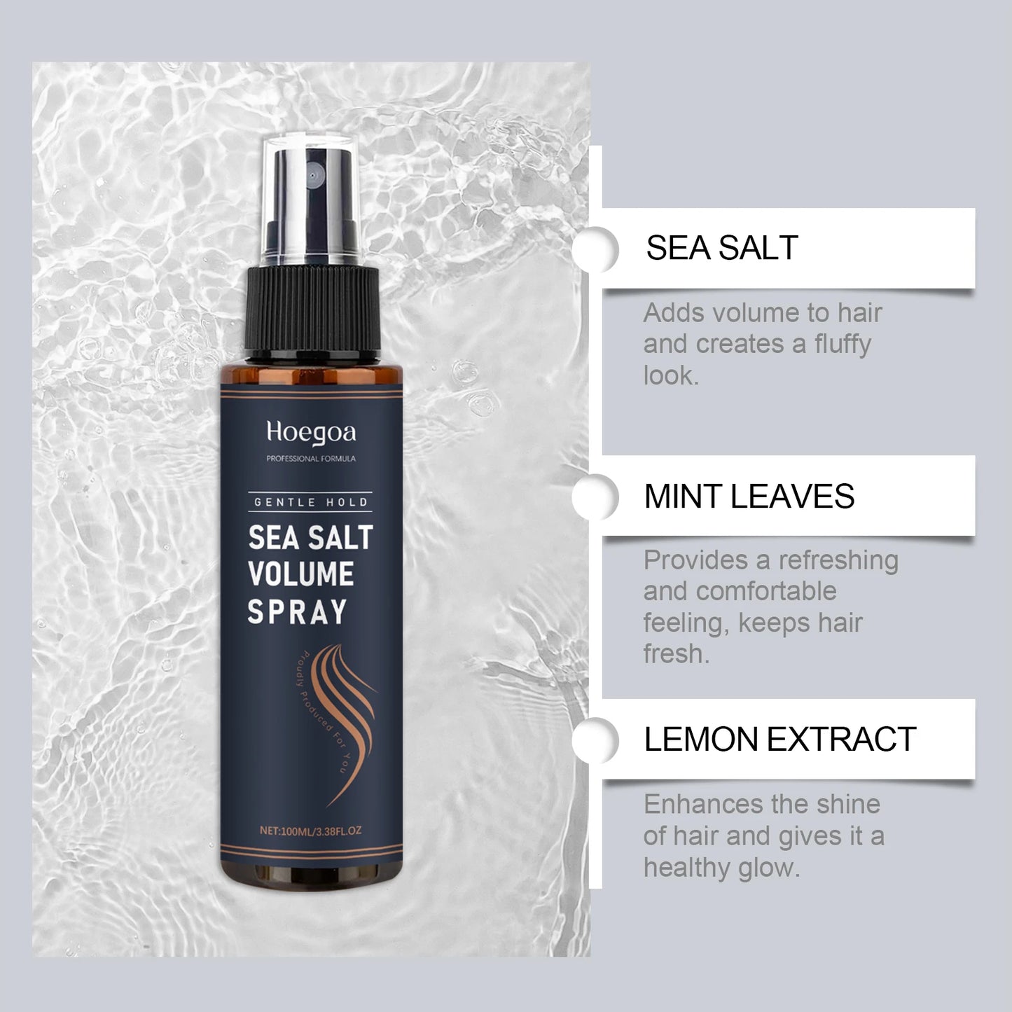 Sea Salt Hair Spray For Volume & Texture, Lightweight Styling Spray, Natural Hold, Frizz Control, Non-Greasy For Women & Men