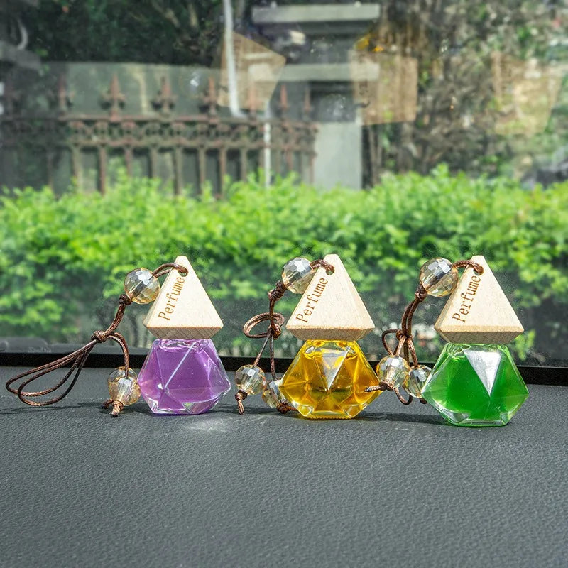 Wood Hanging Car Air Freshener Diffuser Perfume Aromatherapy Essential Oil Bottle Hanging Car Air Freshener Car Auto Accessories