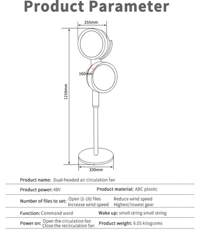 Variable-Frequency Household Electric Fan Soft-Noise Floor-Standing Air Circulation Cold Turbine For Bedroom Ventilation