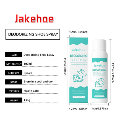 JAKEHOE 100ml Deodorizing Shoe Socks Spray Quickly Dry & Refresh Long-lasting Suppress Odors Portable Design Used at Home Office