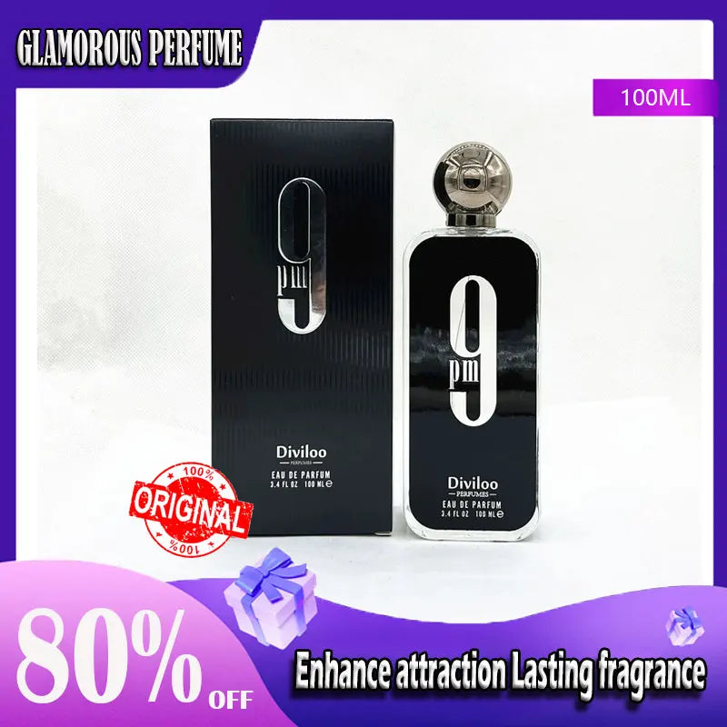 100ML 3.4FL.OZ 9PM Men's Perfume, Long Lasting Gourmet Oriental Notes Cologne, Eau De Parfum, Feronomas Perfume Hombre