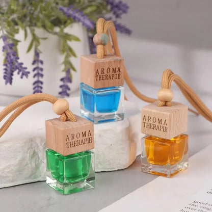 Wood Hanging Car Air Freshener Diffuser Perfume Aromatherapy Essential Oil Bottle Hanging Car Air Freshener Car Auto Accessories