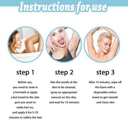 Hair Removal Spray Hair Growth Inhibitor Natural Painless Depilatory Spray Body Armpit Private Parts Hair Remover for Smooth Ski