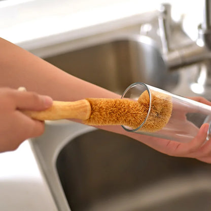 Kitchen Sink Cleaning Brush Natural Coir Brush Glass Cup Brush Non-stick Skillet Brush Dish Washing Bottle Cleaner