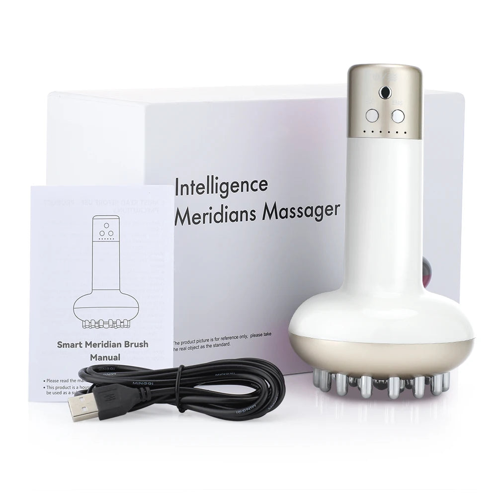 Electric Massage Meridian Brush Anti Cellulite Guasha Body Massager Red Light Microcurrent Vibration Lymphatic Drainage Machine
