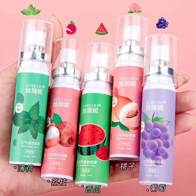 Oral Freshening Spray Natural Fruity Flavor Freshener Spray Oral Care Spray Portable Long-lasting Remove Oral Odor for Smoker