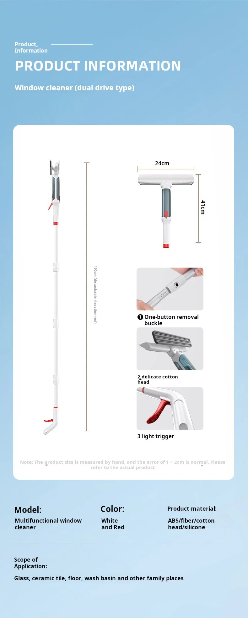 Household Multifunctional Window Cleaner Glass Spray Mop Glass Wiper With Silicone Scraper Floor Cleaning Mop Window Washer