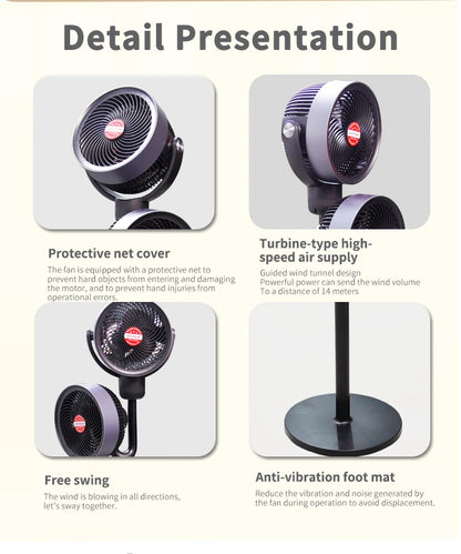 Variable-Frequency Household Electric Fan Soft-Noise Floor-Standing Air Circulation Cold Turbine For Bedroom Ventilation