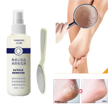 Foot Cuticle spray Remove Dead Foot Exfoliator Softener Remove Dead Skin and Calluses Foot Mask Pedicure Nail Enhancer 120ml