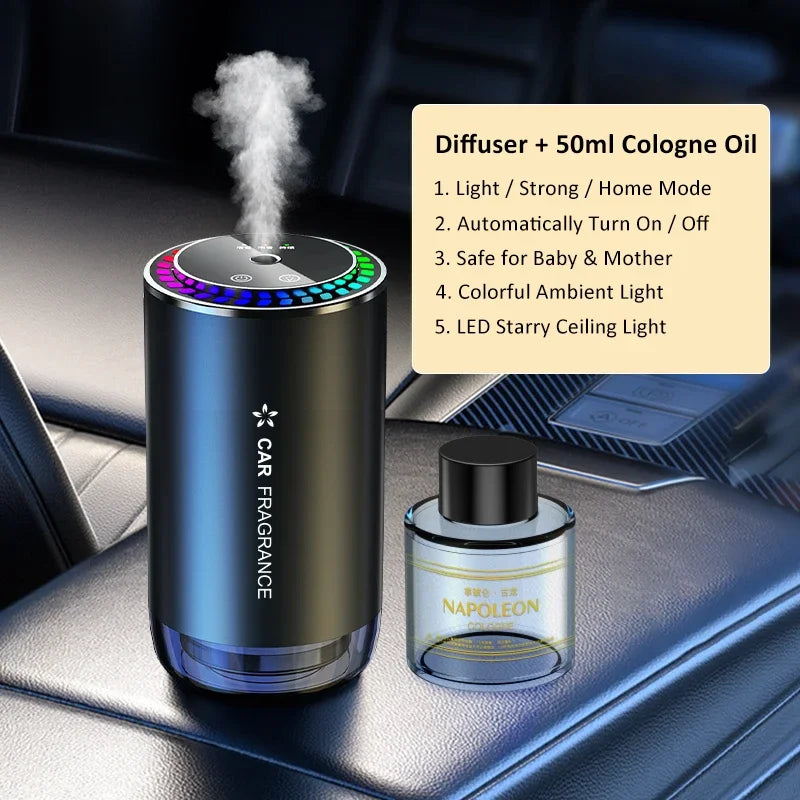 Car Air Freshener 3 in 1 Color Car Perfume Aroma Diffuser Automatic Spray Deodorization Aroma Diffuser Colorful Atmosphere Light