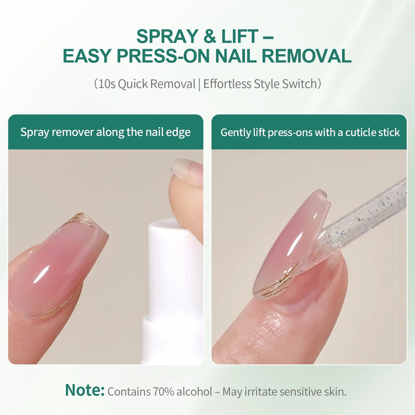 Nailpop 60ml Nail Remover Spray For Press On Nails False Nail Tips  Type UV Soak Off Solid Adhesive Fake Nail Removing Nail Art