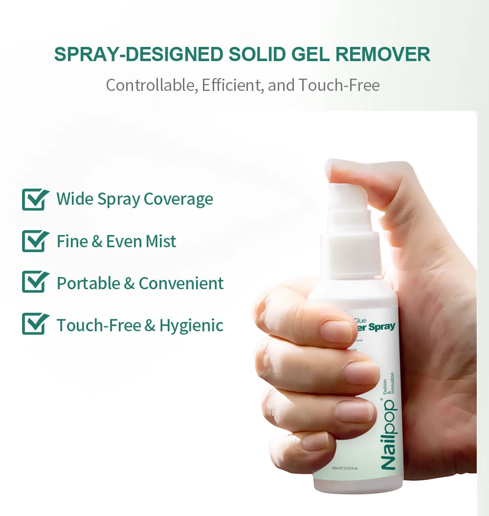 Nailpop 60ml Nail Remover Spray For Press On Nails False Nail Tips  Type UV Soak Off Solid Adhesive Fake Nail Removing Nail Art