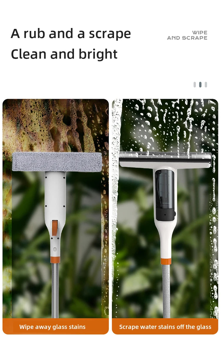 Household Multifunctional Window Cleaner Glass Spray Mop Glass Wiper With Silicone Scraper Floor Cleaning Mop Window Washer