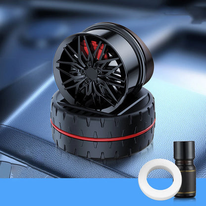 Car Air Fresheners Air Diffuser Solar Powered Rotating Car Purifier Humidifier Simulated Wheels Shape Essential Oil Diffuser