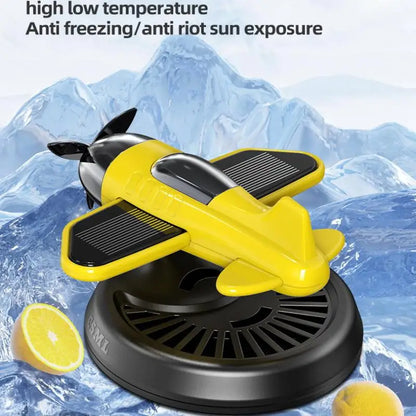 Air Freshening Diffuser with Rotating Aircraft Shape Design; Eco-friendly Solar Powered Operated for Vehicles