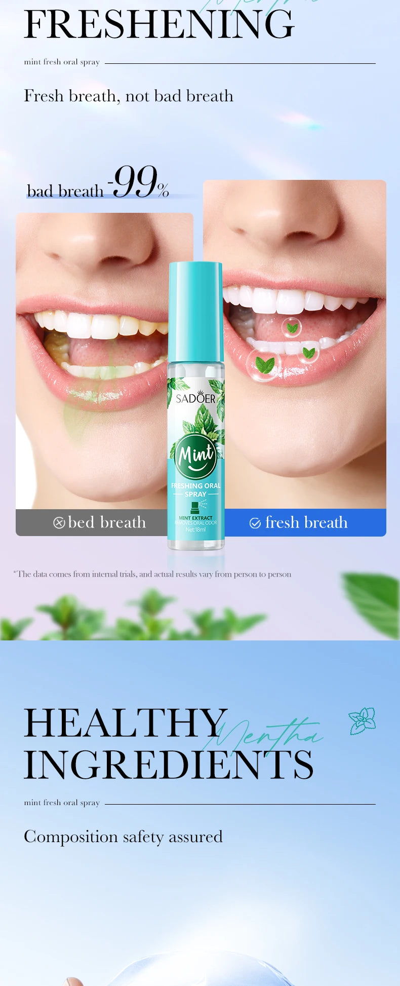 18ML Lemon Oral Fresh Mouth Spray Fresh Breath Eliminate Bad Breath Spray Deodorant Persistent Protable Fragrance No Alcohol