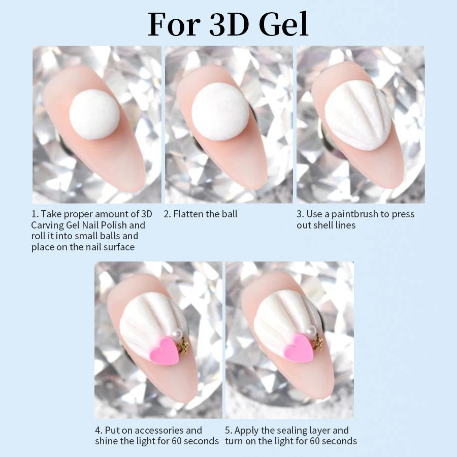 RSNAIL 5g Solid Carved Gel Nail Polish Non Stick Hand Molding Gel Soak Off UV/LED Nail Art Clear White 3D Scupting Extension Gel