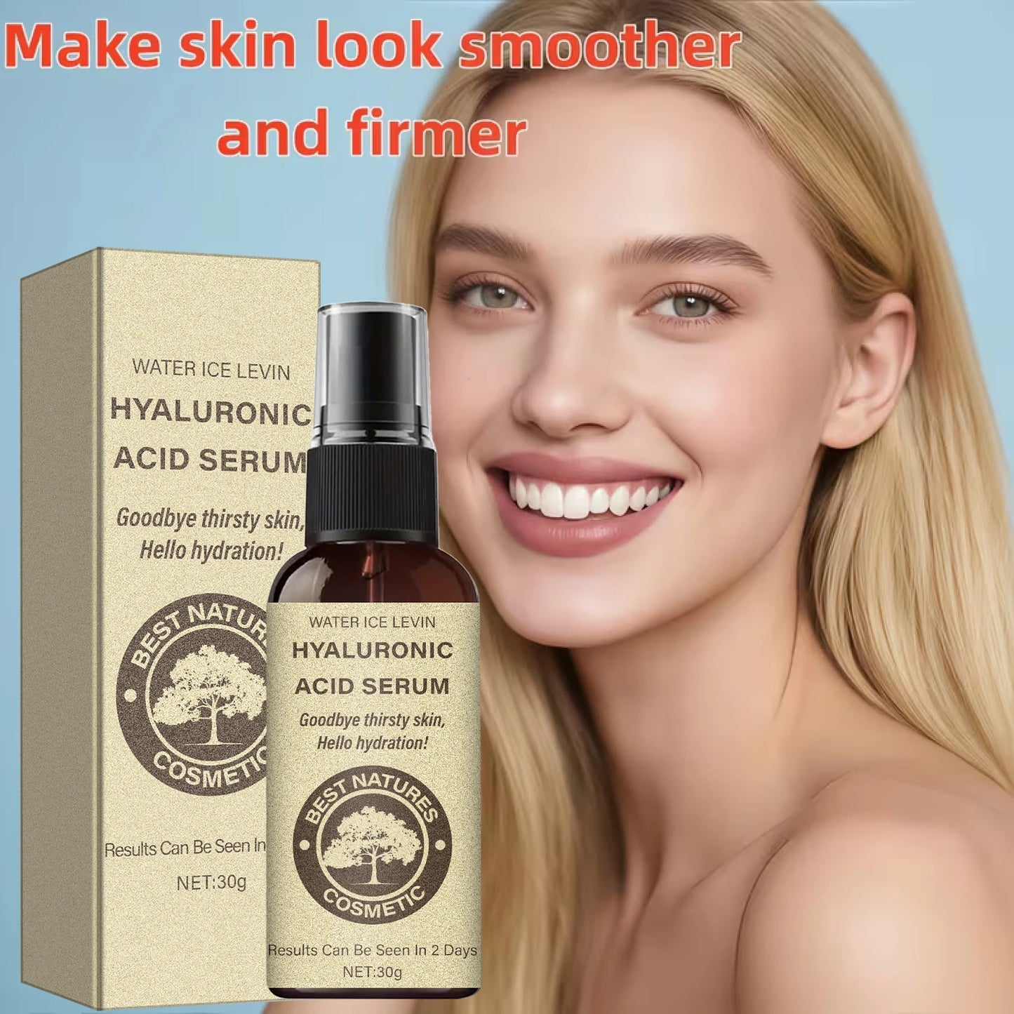 Hyaluronic Acid Serum: Light Texture, Hydrates/Protects Skin, Daily Use for Elasticity – Visible Results in 2 Days