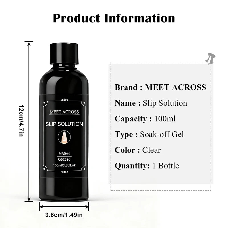 100ml Nail Liquid Slip Solution for Nails Flawless Nail Acrylic Extensions UV Gel Nail Polish Nail Art Manicure Design Tools