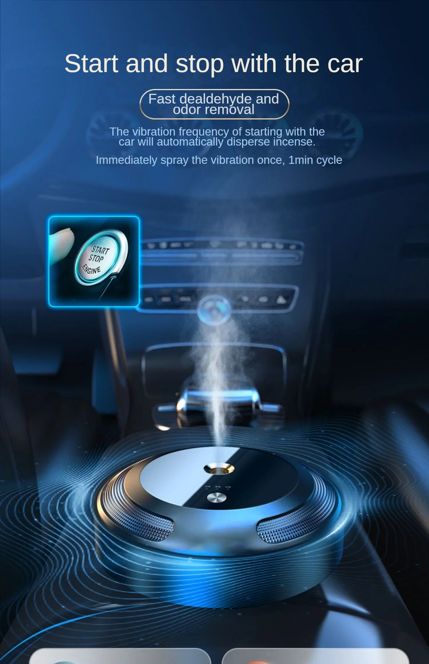 Car Air Freshener Air Purifier Smart Aroma Diffuser for Vehicle Essential Oils Diffuser Office Room Car Smell Distributor