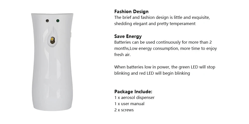 Air Freshener Spray Automatic Aerosol Dispenser Wall Mount/Free Standing Refillable Filling Fragrance for Home Room Office Hotel