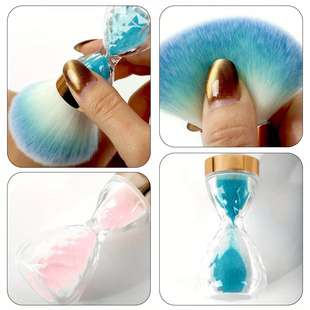 Nail Art Dust Brush For Nails Hourglass Handle Powder Remove Soft Cleaning Nail Brush For Manicure Gel Nail Accessories Tool