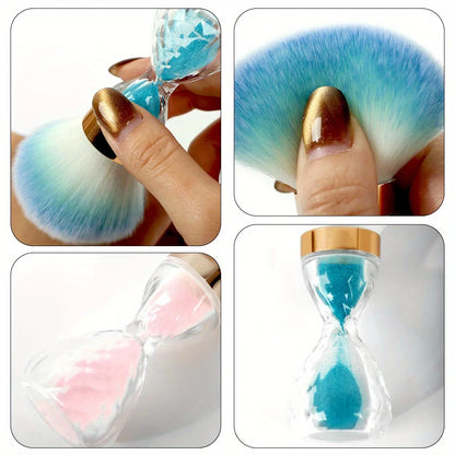 Nail Art Dust Brush For Nails Hourglass Handle Powder Remove Soft Cleaning Nail Brush For Manicure Gel Nail Accessories Tool