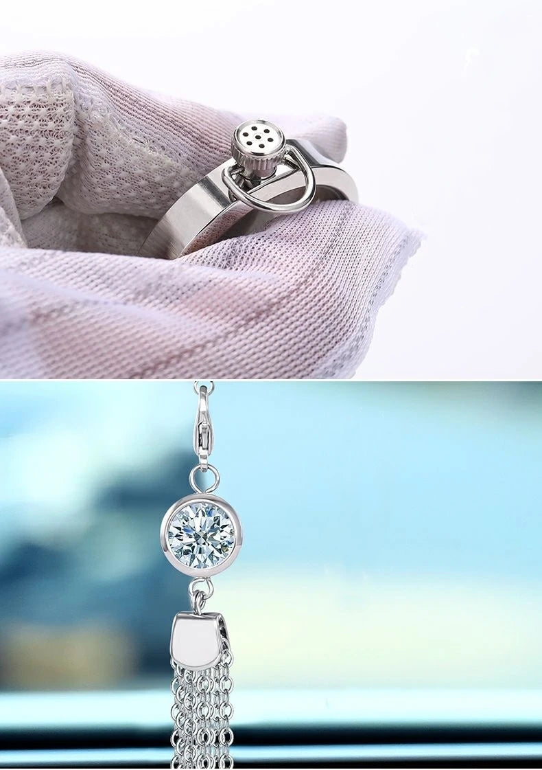 Car Perfume Pendant Air Freshener Hanging Perfume Empty Bottle Auto Interior Rearview Mirror Metal Lace Pendant Car Decoration