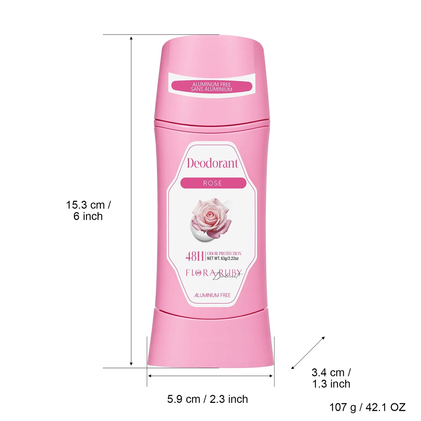 Women's Refreshing & Durable Solid Perfume, White Flowers and Rose Aroma,for All Day Underarm Sweat and Odor Protection 2.22OZ