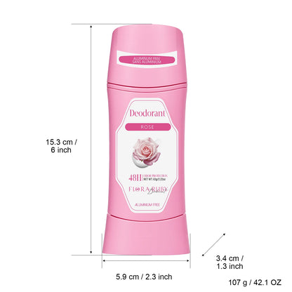 Women's Refreshing & Durable Solid Perfume, White Flowers and Rose Aroma,for All Day Underarm Sweat and Odor Protection 2.22OZ