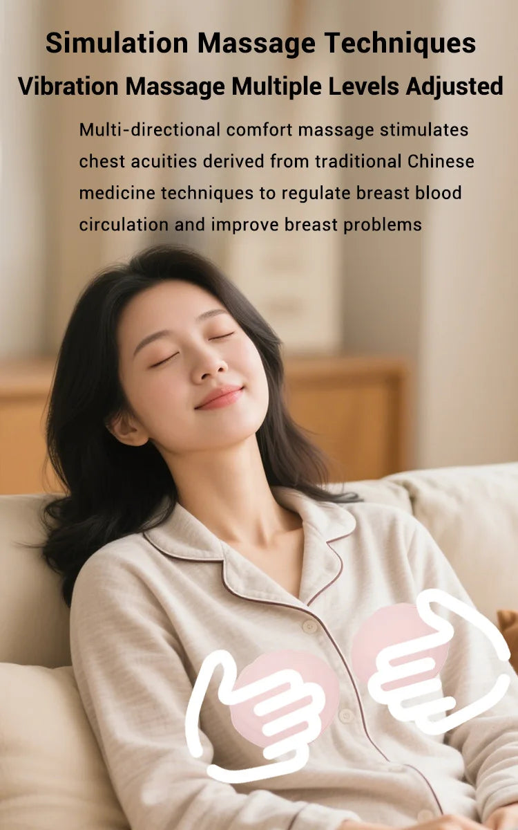 Breast Massager with Heat and Red Blue Light Therapy - 6 Modes 6 Intensity Electric Massage for Firming, Lifting and Skin Care,