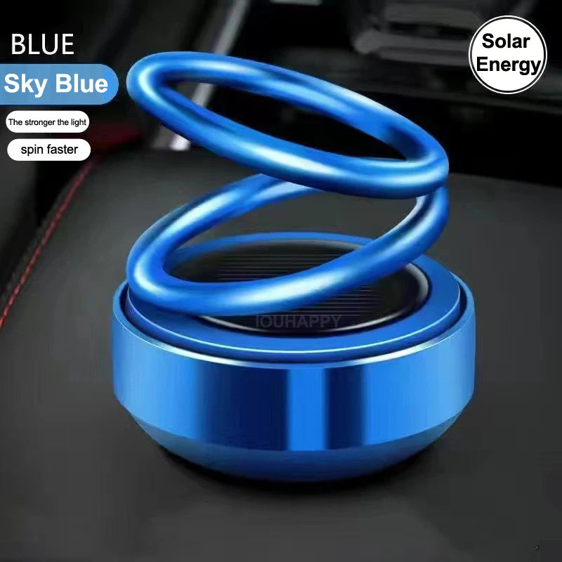 1PC Portable Kinetic Mini Car Air Freshener Solar Powered Double Ring Rotating Air Cleaner Perfume Fragrance Diffuser Decoration