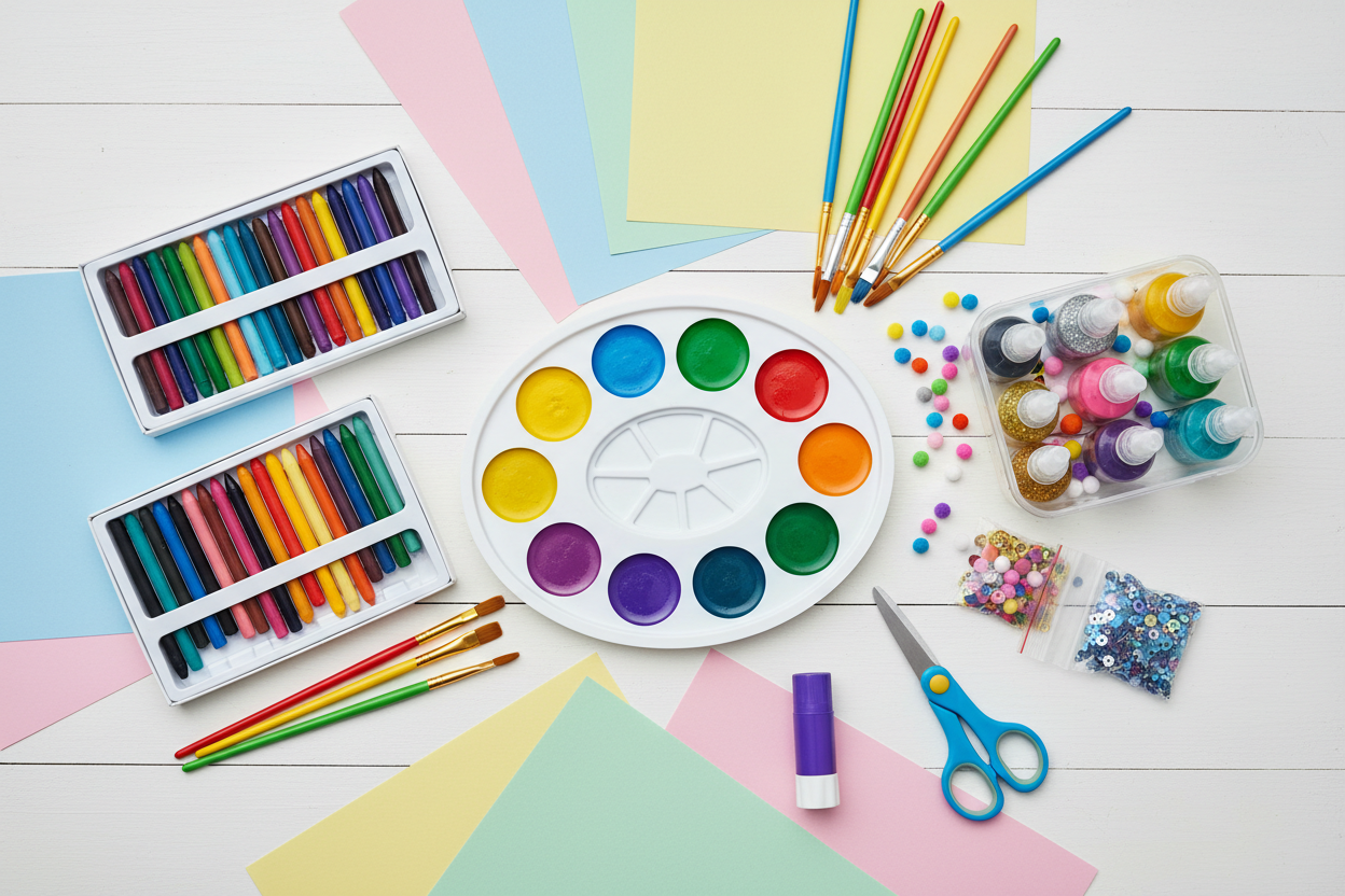 Kids deluxe art set with paints and brushes