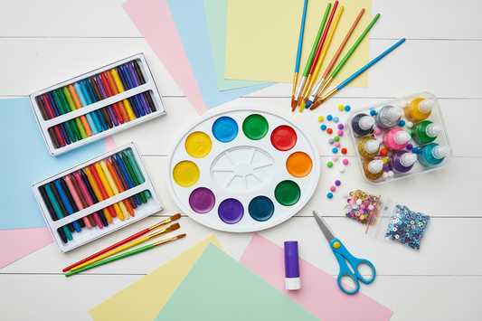 Kids deluxe art set with paints and brushes