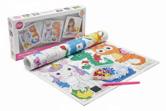 Kids diamond painting kit with colorful gem stickers